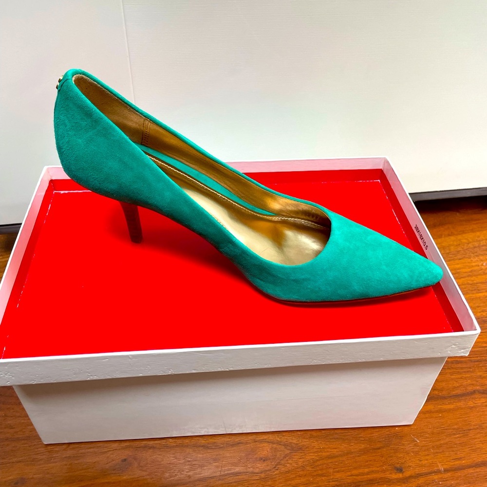 Coach turquoise teal heels pumps suede 7.5